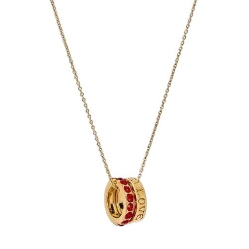 Tiny Tags Necklace Gold Red Love Ring Pendant Anniversary Gift Present Jewelry